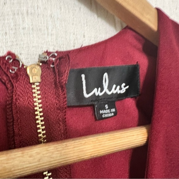 Lulus Sleeveless Dashing Dame Wine Red Sleeveless Flounce Dress size S - Picture 8 of 9